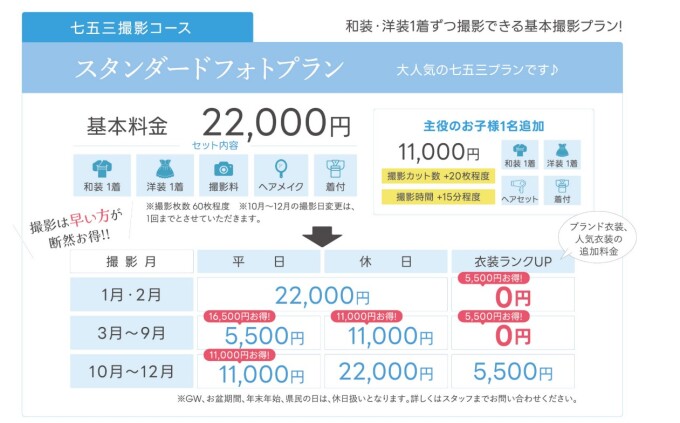 七五三撮影コース（スタンダードフォトプラン）