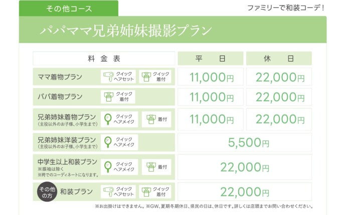 ご家族様のお支度プラン