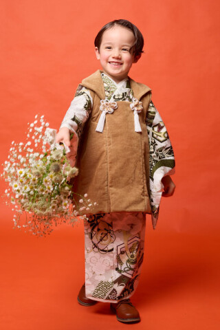 No.8254 3歳　被布セット　カーキ