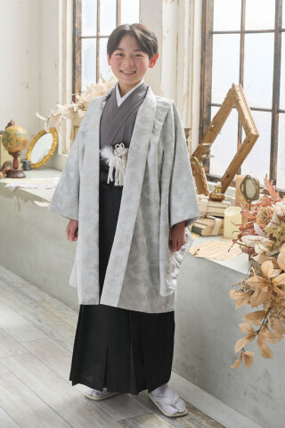 十歳袴　白×グレー