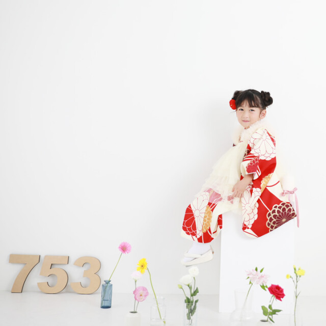 3歳用七五三被布セット シフォン被布セットの衣装画像2